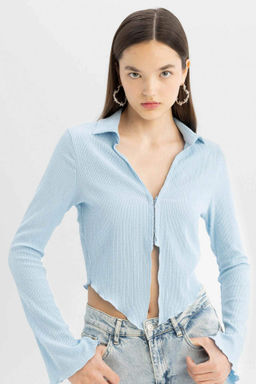 Coool Fitted Basic Duz Agraf Kapamal? Burumcuk Uzun Kollu Gomlek - Defacto фото 2