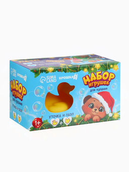Макси-пазлы, новогодний набор игрушек, 10 деталей, с резиновой уточкой для купания