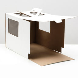 Коробка под торт 2 окна, с ручками, белая, 28 х 28 х 28 см - UPAK LAND фото 3