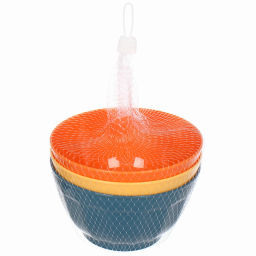 Цена за 2 шт. Салатник пластиковый "Тунис" 600мл в наборе 3шт 14*8см, цвета микс