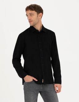 Siyah Regular Fit Uzun Kollu G_mlek