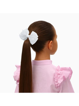 Цена за 6 шт. Бант для волос на резинке «Школьница», кружева, 9 см, белый