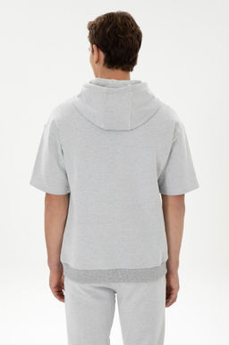 Erkek Comfort Fit Kap__onlu K_sa Kollu Gri Melanj Sweatshirt - U.s. polo assn фото 5