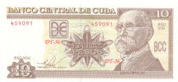 Банкнота 10 песо 2016 года Куба