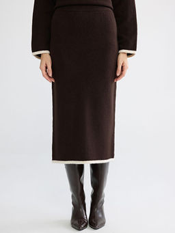 Beli Lastikli Y?rtma?l? Triko Kalem Etek