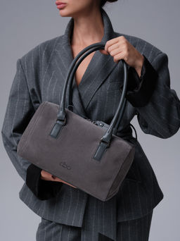 Замшевая сумка Cube DBR 31333 серый замок  фото 3