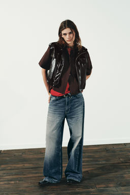 FAUX LEATHER PUFFER GILET