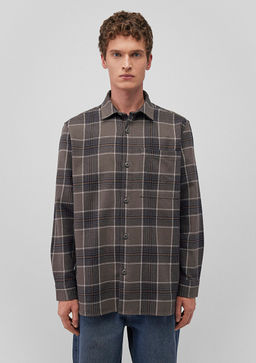 Kareli Gri Gomlek - Mavi фото 3