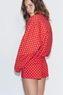 CHAQUETA ABULLONADA LUNARES / Rojo / Blanco - Zara фото 7