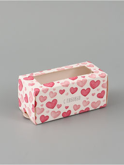 Цена за 5 шт. Коробка подарочная с окном «Сердца», 12×5.5×5.5 см, самосборная