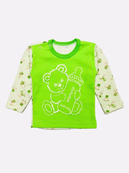 Джемпер интерлок-пенье на 2 кнопках, арт.A-JM022(2)-ITk, цвет зеленый мишка