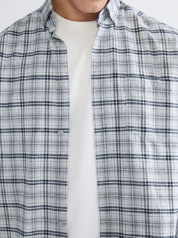 Regular Fit Uzun Kollu Ekose Gabardin Erkek G?mlek