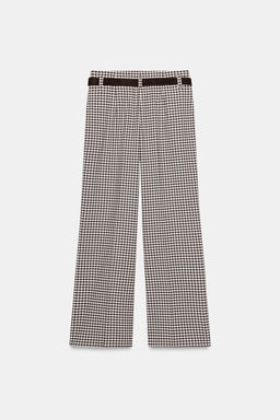 PANTAL?N RECTO CINTUR?N CUADRO VICHY / Marr?n - Zara фото 9