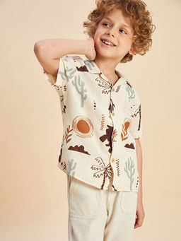 Bask?l? K?sa Kollu Erkek ?ocuk G?mlek