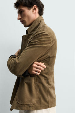 BLAZER RELAXED FIT PIEL ANTE / Oliva - Zara фото 6