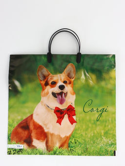 Цена за 5 шт. Пакет "Корги, полиэтиленовый, пластиковая ручка 37х35 см 90 мкм