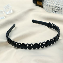 Цена за 12 шт. Ободок для волос «Ночка», сердца, 1.2 см, чёрный