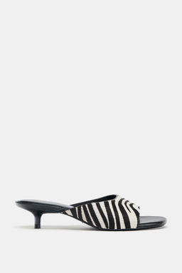 ANIMAL PRINT LEATHER KITTEN HEEL MULES - Zara фото 6