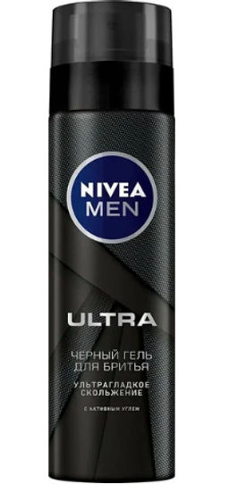### NIVEA FOR MEN д/бритья гель Черный 200мл ULTRA