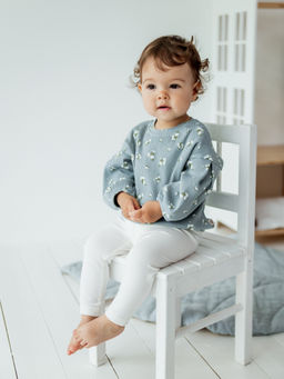 Лонгслив в рубчик Незабудки с объемными рукавами 0+