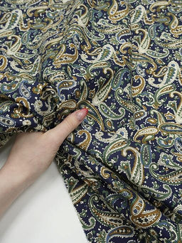 Импорт. хлопок Восточные огурчики на чернильно-синем, ш.1.48 м, хл-100%, 110гр/м.кв - Купава фото 7