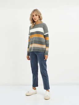 джемпер женский серый в полоску - Glenfield фото 3