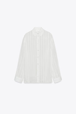 STRIPED COTTON - SILK SHIRT ZW COLLECTION - Zara фото 6