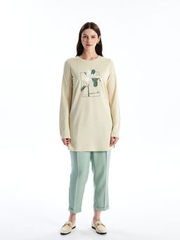 Bisiklet Yaka Bask?l? Kad?n Tunik