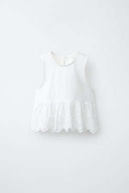CAMISETA COMBINADA BORDADO SUIZO / Blanco