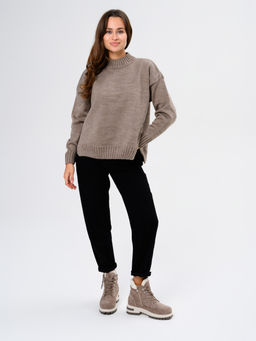 Ботинки 261.uno9br.Капучино замша+бежевый/мех