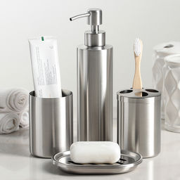 Аксессуары для ванной, 4 предмета, дозатор, мыльница, 2 стакана