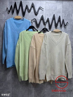 Удлиненный свитер-туника с V вырезом - Bruno фото 6