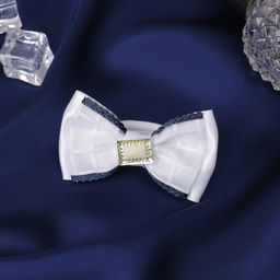 Цена за 6 шт. Бант для волос на резинке «Школьница», двойной, клетка, 7 см, сине-белый