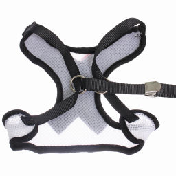 Шлейка с поводком для мелких пород собак и кошек "LAPUSIK", цвет черный, размер S