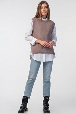 Жилет вязаный прямой с разрезам по бокам - Fly фото 5