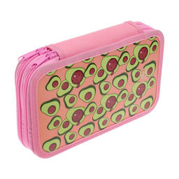 Пенал школьный, 2 секции, 12.5×20.5×4 см «Авокадо-кот»