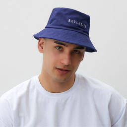 Панама с надписью MINAKU, синяя, размер 56-58