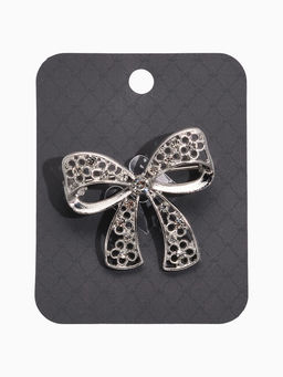 Брошь Бант, цвет белый в серебре