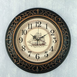 Часы настенные интерьерные «Фрегат», бесшумные, плавный ход, d=40 см, от батарейки 1хАА