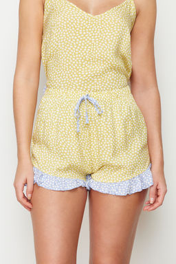 Trendyolmilla Sar?-Cok Renkli Puantiyeli F?rf?rl? Ip Ask?l? Viskon Sortlu Dokuma Pijama Tak?m? THMSS24PT00124  фото 11