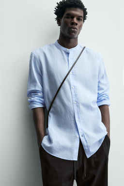 CAMISA RELAXED FIT LINO - ALGOD?N / Celeste - Zara фото 5