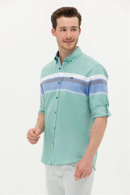 Мужская зеленая рубашка с длинным рукавом - U.s. polo assn фото 10