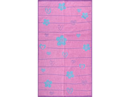 6с103.412ж1 Цветы и сердца (розовый9) Полотенце махровое 50х90см