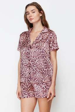 Trendyolmilla Pembe Cok Renkli Leopar Desenli Saten Sortlu Dokuma Pijama Tak?m? THMSS20PT0158 фото 20