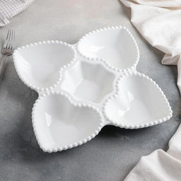 Менажница «Сердца», 5 секций, 25×5 см, керамика, белая