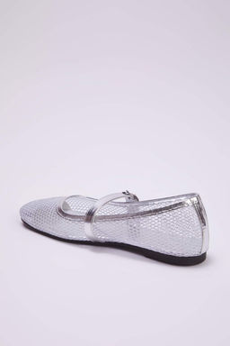Trendyol Shoes Beyaz Fileli Yuvarlak Burun Mary Jane Kad?n Babet TAKSS24BE00000 - Trendyolmilla фото 4