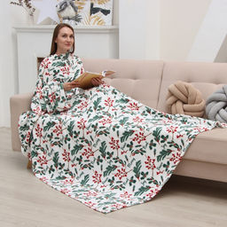 Плед с рукавами Этель. Ветви, 150?200 см, корал-флис 220 г/м?