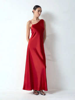 EMKA // Эффектное рубиновое платье. Ткань Жидкий шелк  фото 3
