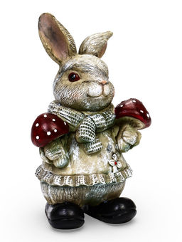 Садовая фигура 26 х 12 х 16 см "Зайка с грибами"