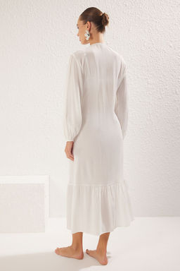 Ekru Maxi Dokuma Serit Aksesuarl? Baglama Detayl? Plaj Kimono&Kaftan TBESS25KM00011 - Trendyolmilla фото 6